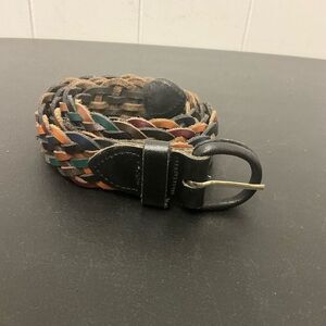 Vintage Genuine Woven Leather Multicolor Size Large Belt Black Hardware Men’s